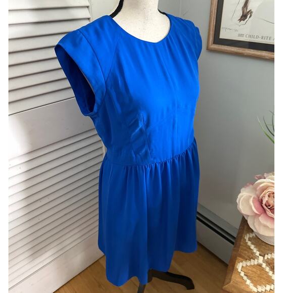 REBECCA TAYLOR Womens Dress 10 Blue Fit Flare Party Mini Cocktail Party - Picture 3 of 11